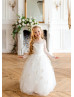 Long Sleeves Ivory Lovely Flower Girl Dress